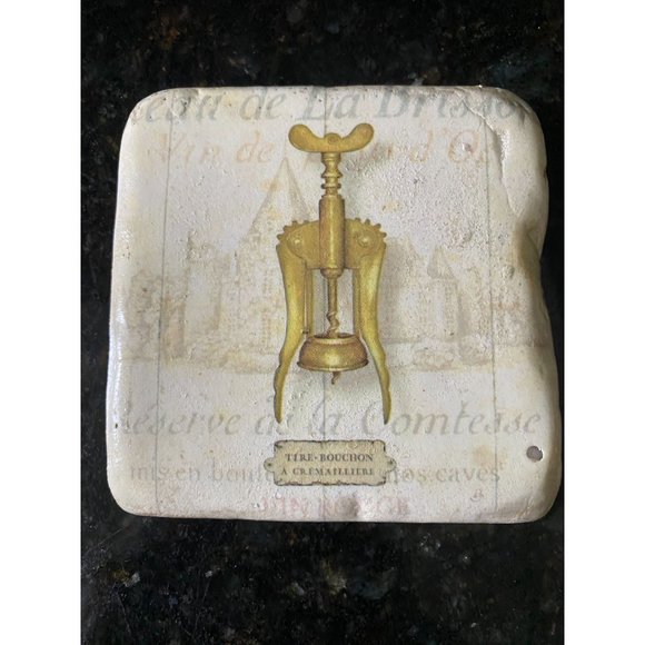Stone and Cork 3" Vintage Look Wine Opener Coasters (Qty. 4) - Picture 3 of 8